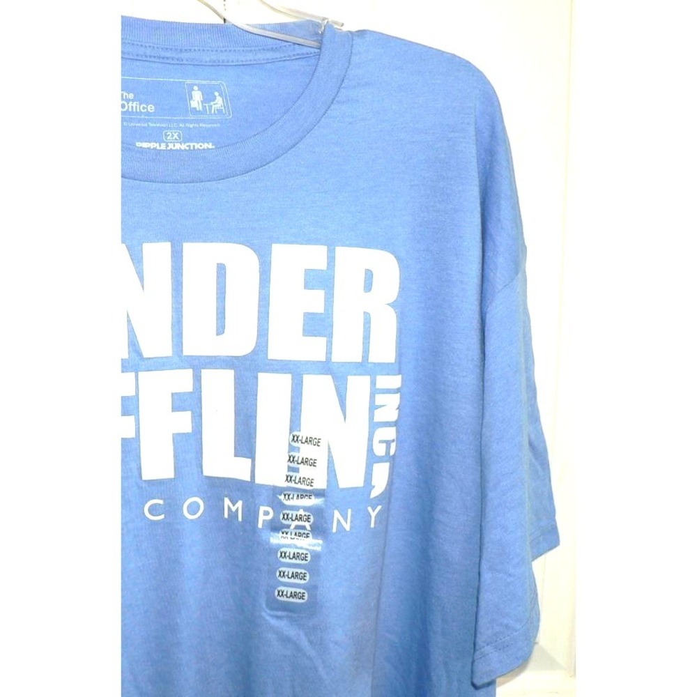 The Office Men's Dunder Mifflin Logo Cotton Blend Short Sleeve T-Shirt Blue 2X - Picture 4 of 7